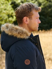 Navy Blue Shower Resistant Hooded Parka Coat - Image 4 of 12