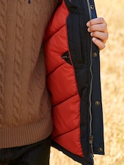 Navy Blue Shower Resistant Hooded Parka Coat - Image 6 of 12