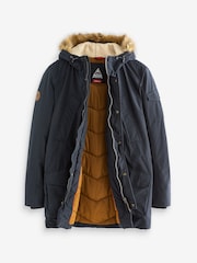 Navy Blue Shower Resistant Hooded Parka Coat - Image 8 of 12