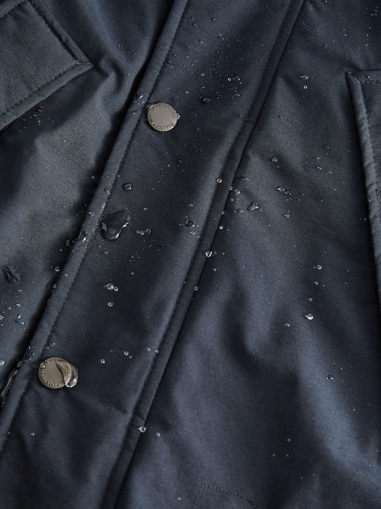 Navy Blue Shower Resistant Hooded Parka Coat - Image 9 of 12