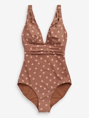Tan Brown Plunge Tummy Control Swimsuit - Image 5 of 5