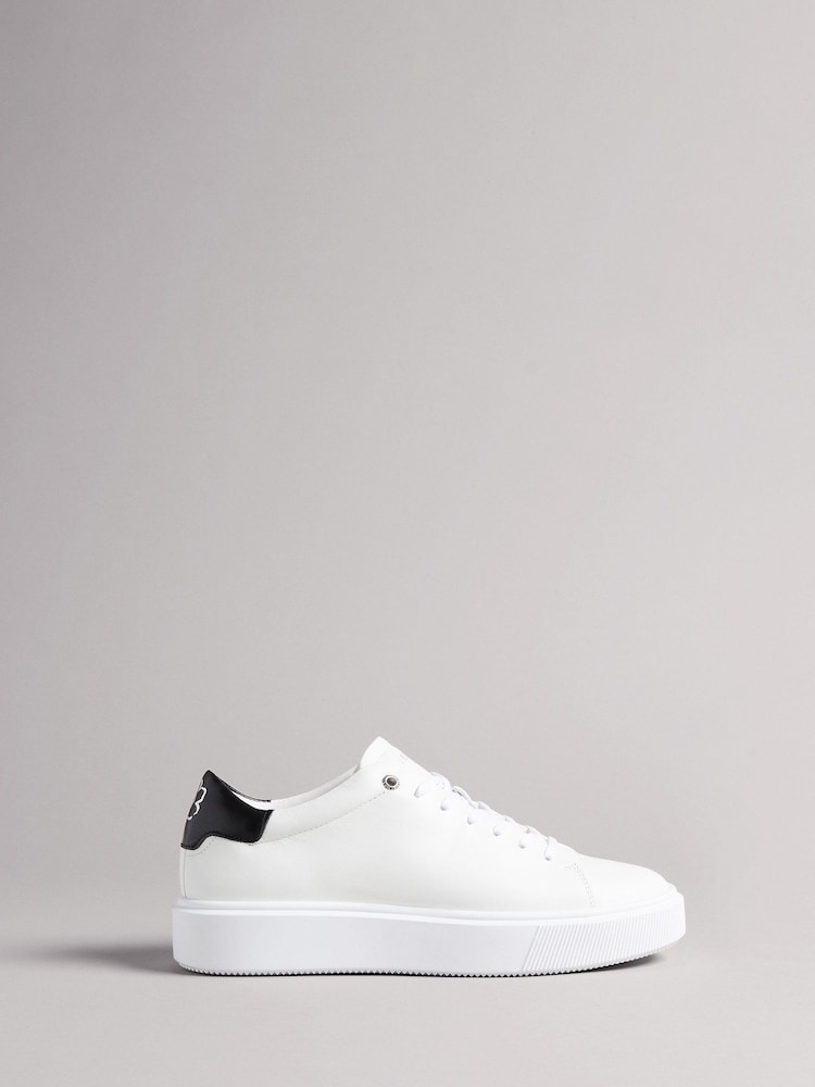 Ted Baker White Magnolia Flower Lornea Platform Trainers - Image 1 of 4