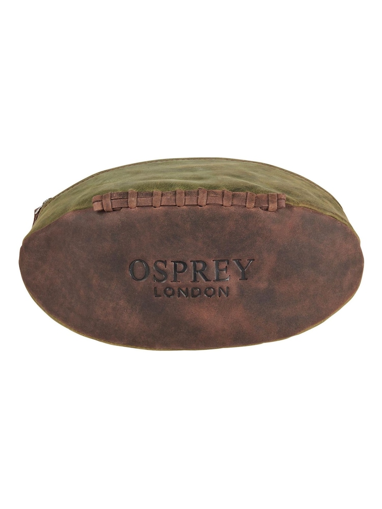 OSPREY LONDON Brown The Rugger Leather Washbag - Image 1 of 4