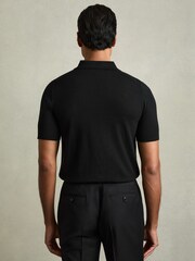Reiss Black Maxwell Merino Wool Half-Zip Polo Shirt - Image 5 of 6