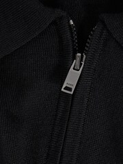 Reiss Black Maxwell Merino Wool Half-Zip Polo Shirt - Image 6 of 6