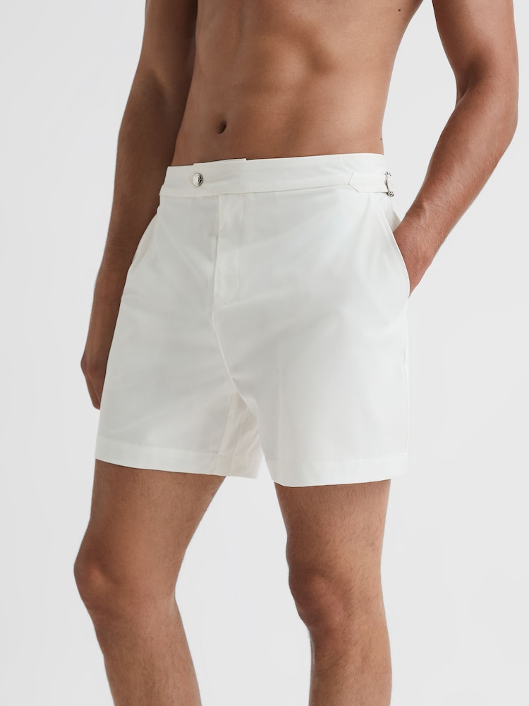 Reiss White Sun Side Adjuster Swim Shorts - Image 1 of 6
