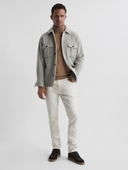 Reiss Ecru Santorini Tapered Slim Fit Stretch Jeans - Image 3 of 6