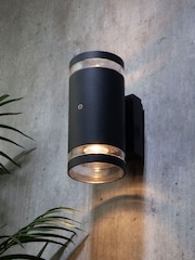 BHS Black Lens 2 Outdoor Wall Light With Photocell Sensor - Image 1 of 3