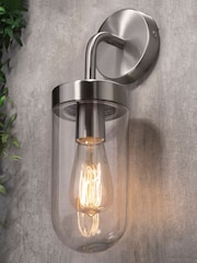 BHS Silver Kew Curved Arm Outdoor Wall Light - Image 1 of 5