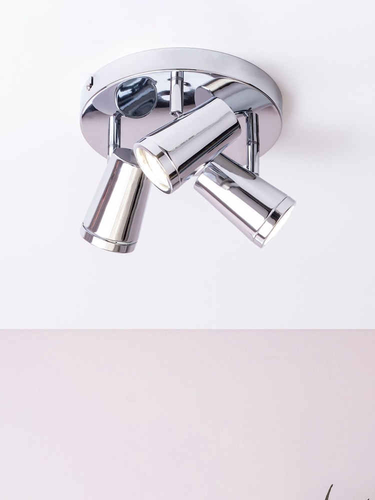 BHS Silver Freya Bathroom Spotlight 3 Light Ceiling Light - Image 1 of 2