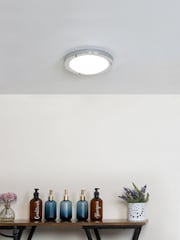 BHS Silver Delphi Large Flush Bathroom Ceiling Light - Image 1 of 5
