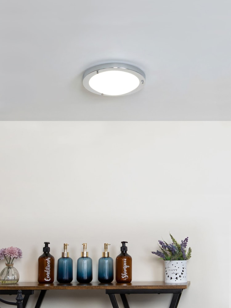 BHS Silver Delphi Large Flush Bathroom Ceiling Light - Image 1 of 5