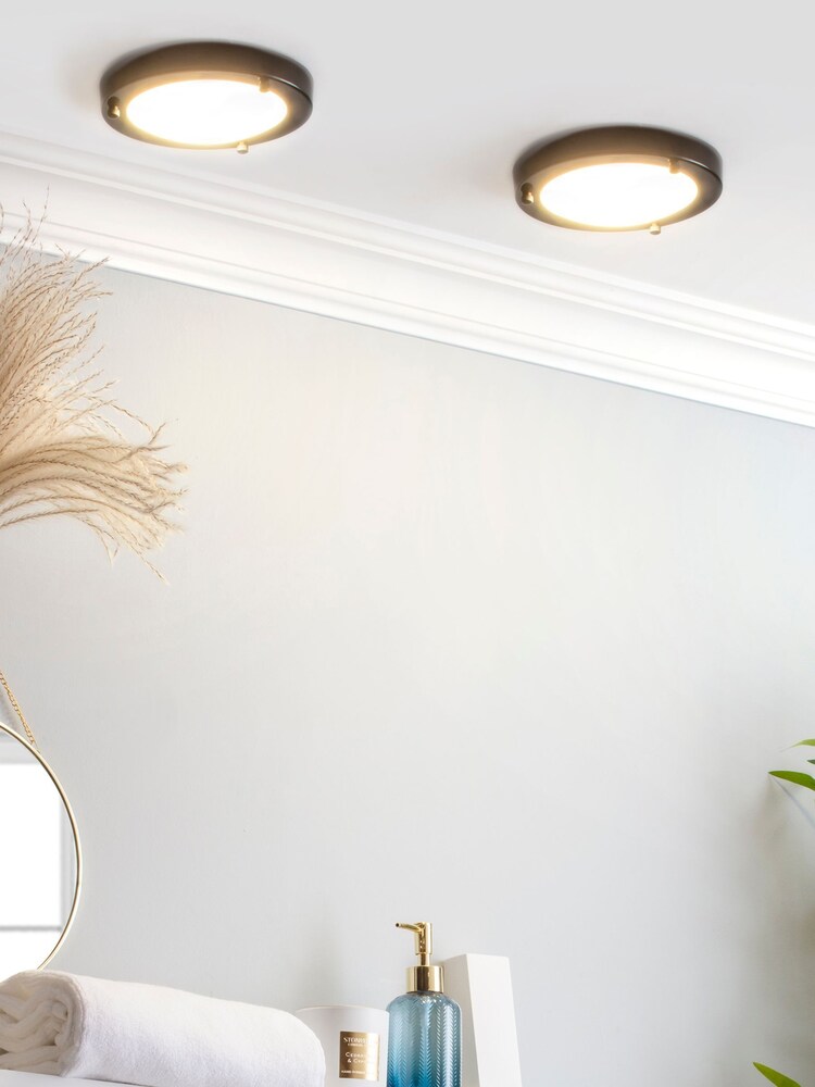 BHS Black Delphi Small Flush Bathroom Ceiling Light - Image 2 of 3
