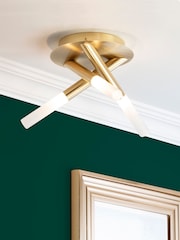 BHS Brass Crux 3 Light Bathroom Ceiling Light - Image 1 of 2