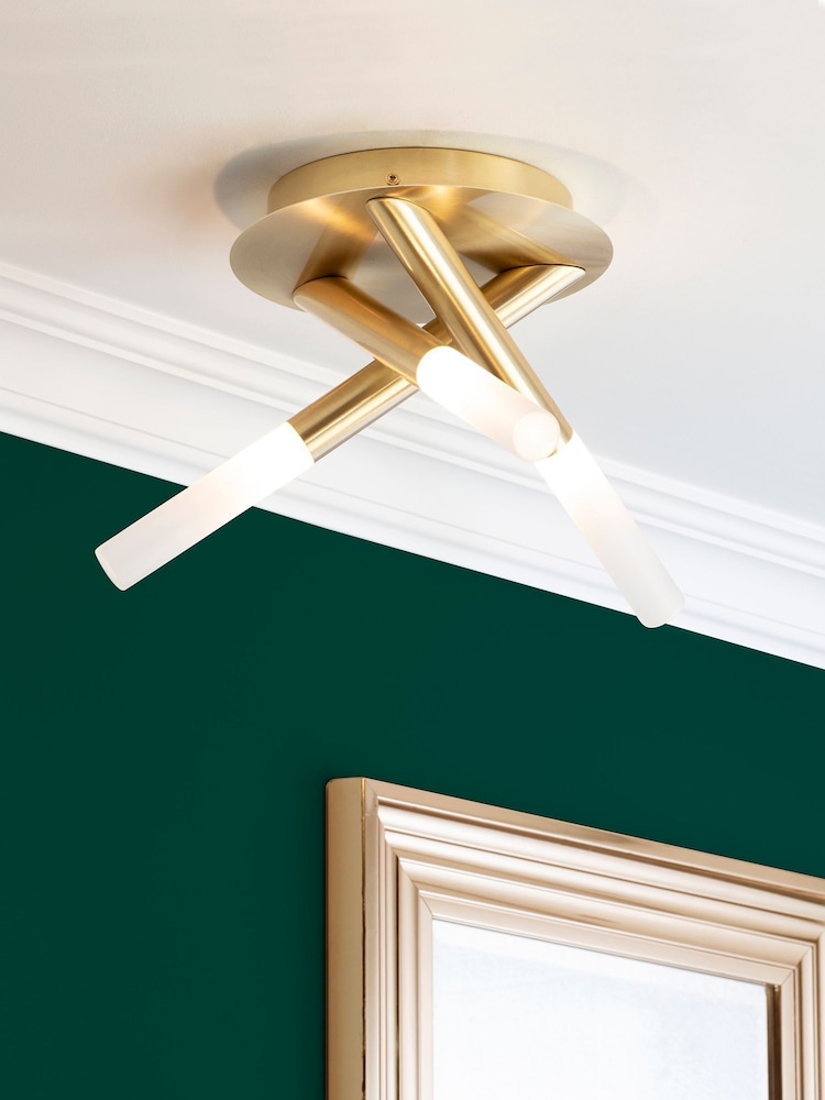 BHS Brass Crux 3 Light Bathroom Ceiling Light - Image 1 of 2