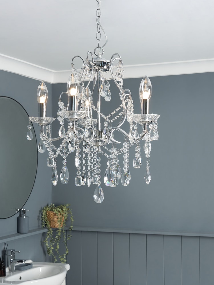 BHS Silver Annalee Bathroom 5 Light Chandelier Chandelier - Image 1 of 6