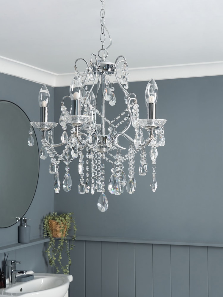 BHS Silver Annalee Bathroom 5 Light Chandelier Chandelier - Image 2 of 6