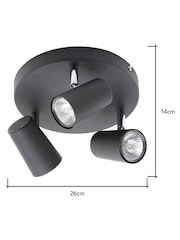 BHS Harvey Black Harvey 3 Light Flush Spotlight - Image 5 of 5