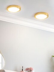 BHS Brass Delphi Small LED Flush Bathroom Ceiling Light - Image 1 of 6