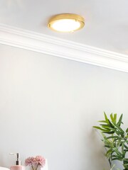 BHS Brass Delphi Small LED Flush Bathroom Ceiling Light - Image 2 of 6