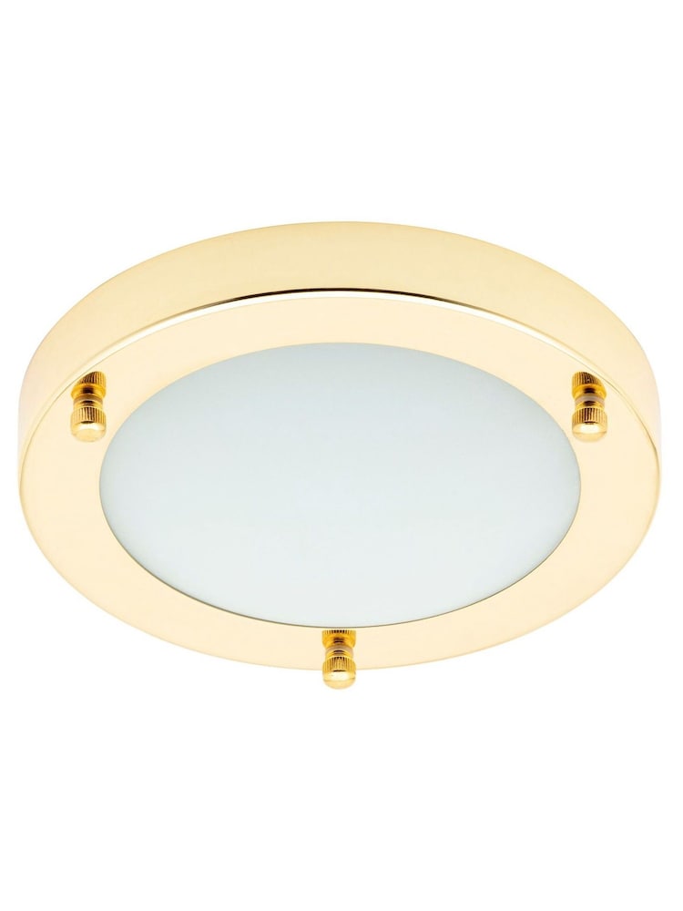 BHS Brass Delphi Small LED Flush Bathroom Ceiling Light - Image 6 of 6