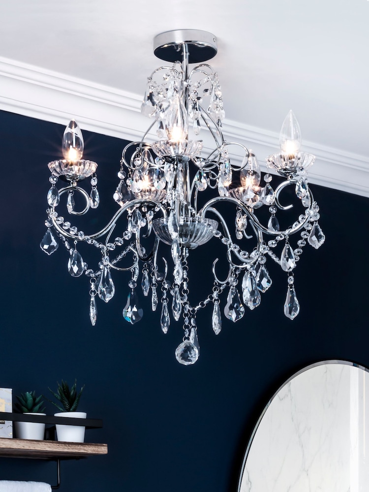 Silver Vela 5 Light Bathroom Chandelier Ceiling Light - Image 1 of 5