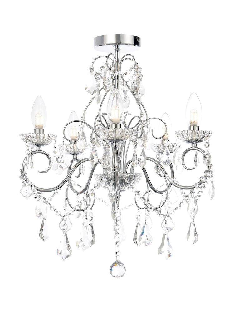 Silver Vela 5 Light Bathroom Chandelier Ceiling Light - Image 5 of 5