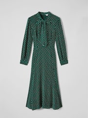 LK Bennett Green/Cream Mortimer Polka Dot Silk Dress - Image 4 of 4