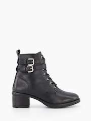 Dune London Wide Fit Paxan Buckle Detail Heeled Ankle Boots - Image 2 of 8