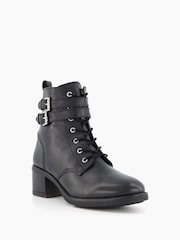 Dune London Wide Fit Paxan Buckle Detail Heeled Ankle Boots - Image 4 of 8
