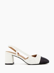 Črno & belo - Dune London Crofts Mid Block Heel Slingback črpalke - Slika 1 iz 5
