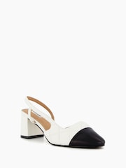 Črno & belo - Dune London Crofts Mid Block Heel Slingback črpalke - Slika 2 iz 5