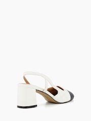 Črno & belo - Dune London Crofts Mid Block Heel Slingback črpalke - Slika 3 iz 5
