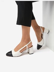 Črno & belo - Dune London Crofts Mid Block Heel Slingback črpalke - Slika 5 iz 5