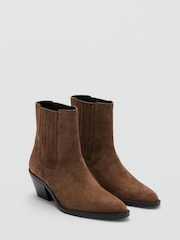 Mango Brown Suede Ankle Western Boots - Image 2 of 4