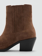 Mango Brown Suede Ankle Western Boots - Image 3 of 4