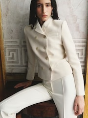 Mango Cream Short Double Breasted Blazer - Image 1 of 7