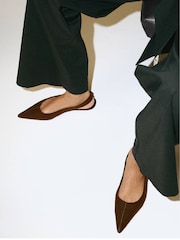Mango Brown Pointed Sling Back Pumps - Image 1 of 6