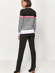 M&co Pullover mit Rundhalsausschnitt und Blockstreifen, Schwarz - Bild 2 von 7