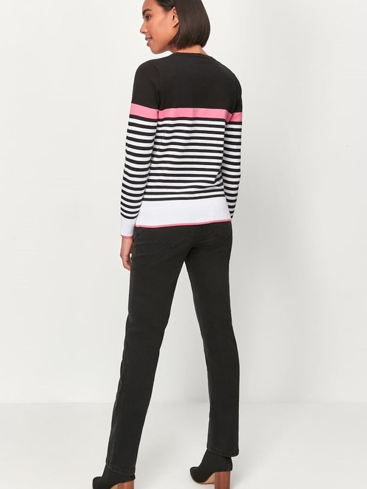 M&co Pullover mit Rundhalsausschnitt und Blockstreifen, Schwarz - Bild 2 von 7 M&co Pullover mit Rundhalsausschnitt und Blockstreifen, Schwarz - Bild 2 von 7