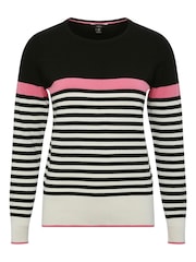 M&co Pullover mit Rundhalsausschnitt und Blockstreifen, Schwarz - Bild 4 von 7