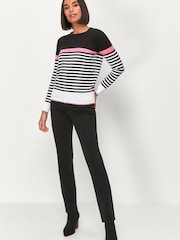M&co Pullover mit Rundhalsausschnitt und Blockstreifen, Schwarz - Bild 6 von 7