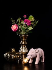 BHS Pink Hilda Flocked Pig Table Lamp - Image 1 of 4