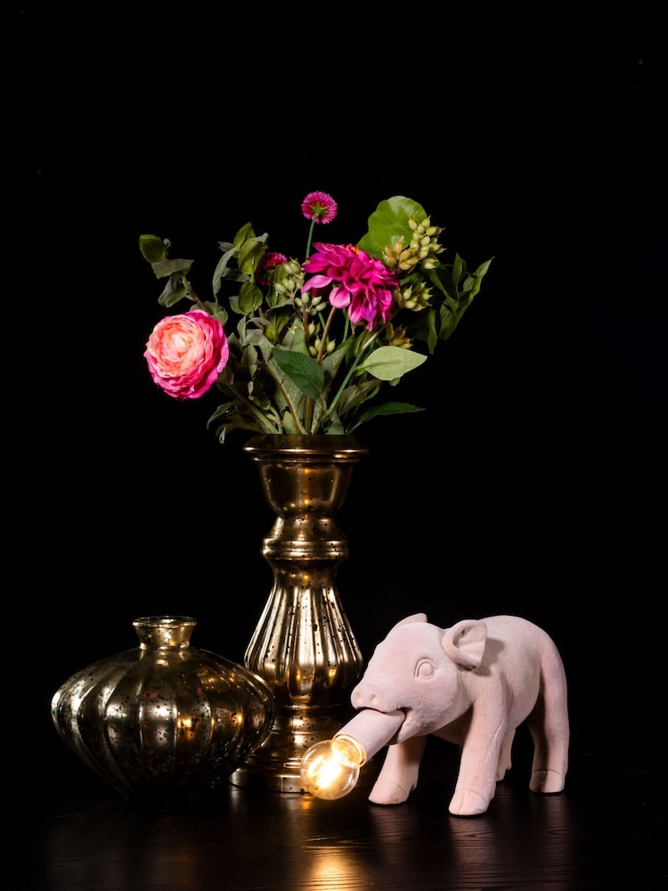 BHS Pink Hilda Flocked Pig Table Lamp - Image 1 of 4 BHS Pink Hilda Flocked Pig Table Lamp - Image 1 of 4