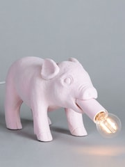 BHS Pink Hilda Flocked Pig Table Lamp - Image 3 of 4