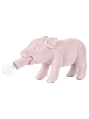 BHS Pink Hilda Flocked Pig Table Lamp - Image 4 of 4
