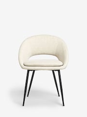 Set of 2 Tweedy Plain Natural Hewitt Upholstered Black Leg Dining Chairs - Image 3 of 9