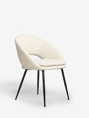 Set of 2 Tweedy Plain Natural Hewitt Upholstered Black Leg Dining Chairs - Image 4 of 9