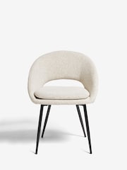 Set of 2 Casual Boucle Natural Hewitt Upholstered Black Leg Dining Chairs - Image 2 of 8