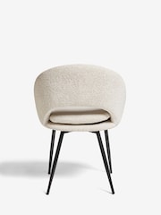 Set of 2 Casual Boucle Natural Hewitt Upholstered Black Leg Dining Chairs - Image 5 of 8
